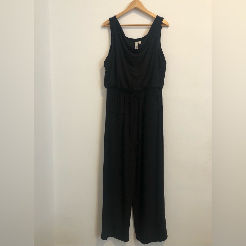 Emma Michelle Wide Legs Black Jumpsuit Womens Size XL.